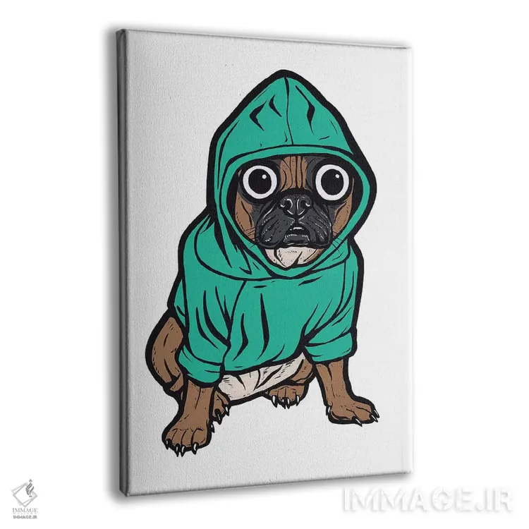 تابلو هودی با طرح بولداگ فرانسوی اثر آلیسون گاتچل - نمای پرسپکتیو محصول