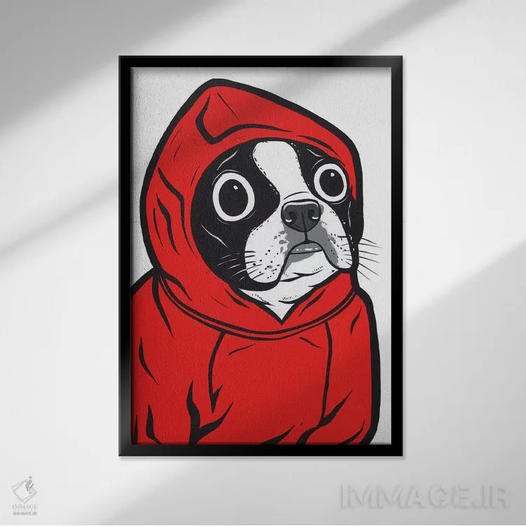 تابلو هودی با طرح بوستون تریر اثر آلیسون گاتچل - نمای قابدار مشکی