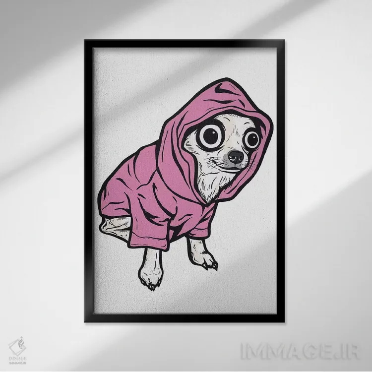 تابلو هودی با طرح چیهواهوا اثر آلیسون گاتچل - نمای قابدار مشکی