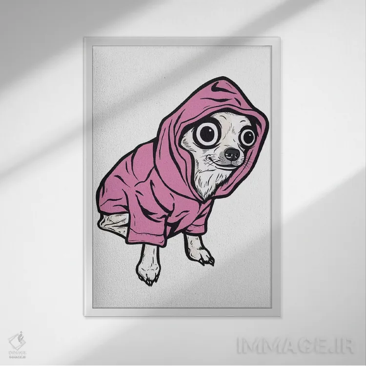 تابلو هودی با طرح چیهواهوا اثر آلیسون گاتچل - نمای قابدار سفید