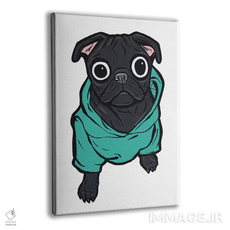 تابلو هودی با طرح پاگ اثر آلیسون گاتچل - نمای پرسپکتیو محصول