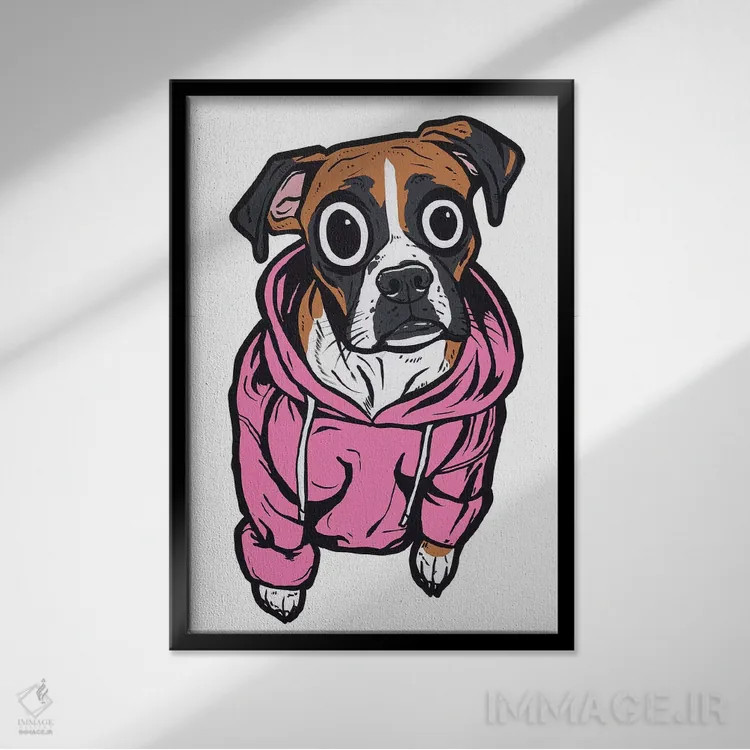 تابلو هودی با طرح بوکسر اثر آلیسون گاتچل - نمای قابدار مشکی