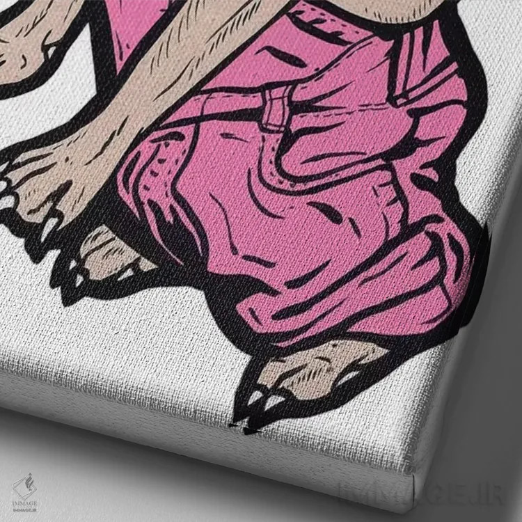 تابلو سرهمی بولداگ فرانسوی اثر آلیسون گاتچل - نمای نزدیک بافت بوم