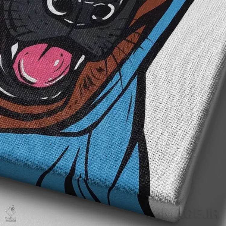 تابلو هودی با طرح ژرمن شپرد اثر آلیسون گاتچل - نمای نزدیک بافت بوم