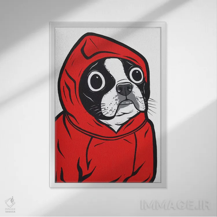 تابلو هودی با طرح بوستون تریر اثر آلیسون گاتچل - نمای قابدار سفید