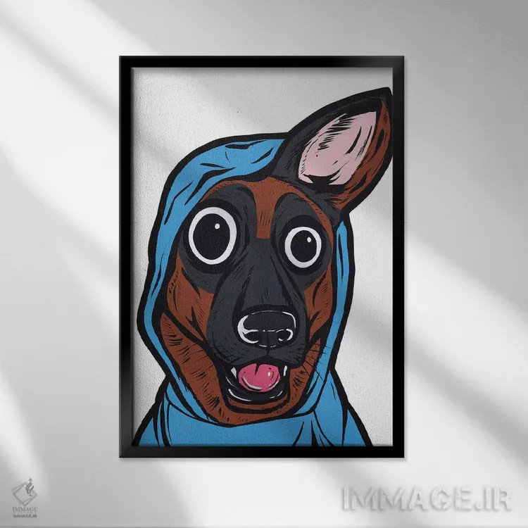 تابلو هودی با طرح ژرمن شپرد اثر آلیسون گاتچل - نمای قابدار مشکی