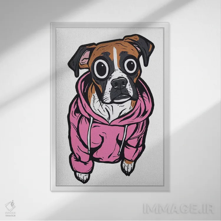 تابلو هودی با طرح بوکسر اثر آلیسون گاتچل - نمای قابدار سفید