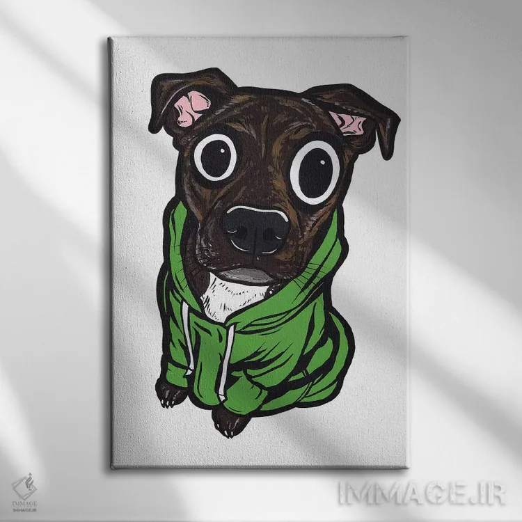 تابلو هودی با طرح پیتبول اثر آلیسون گاتچل - نمای روبهرو روی دیوار