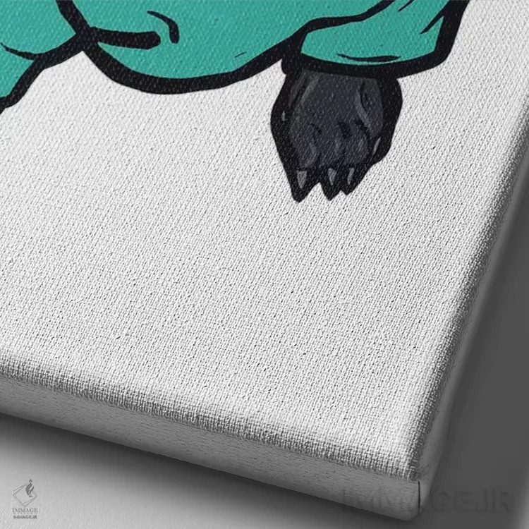 تابلو هودی با طرح پاگ اثر آلیسون گاتچل - نمای نزدیک بافت بوم