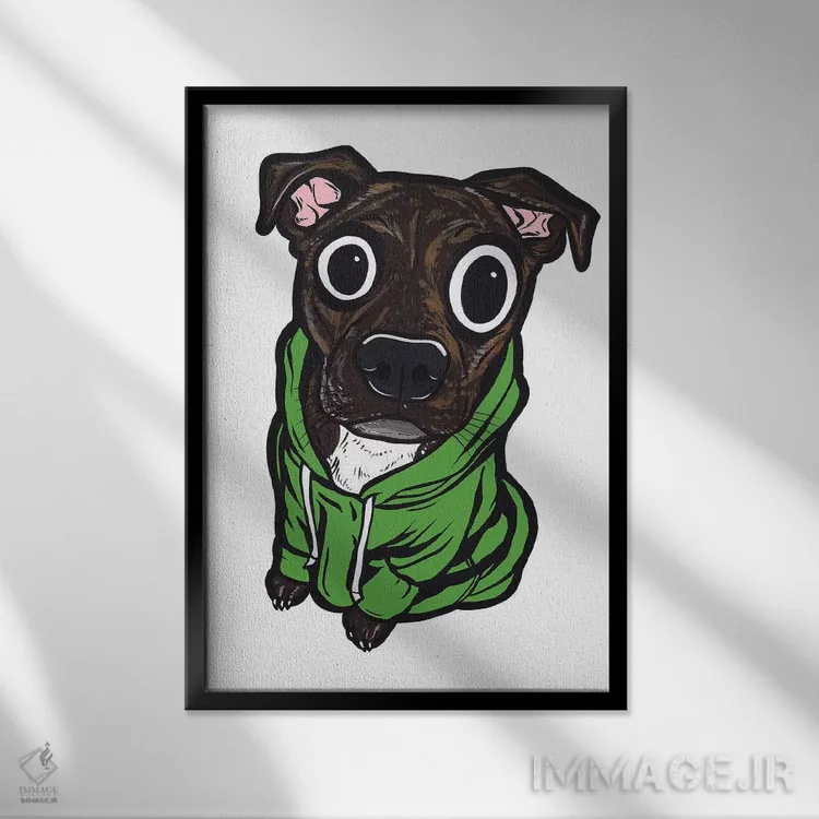 تابلو هودی با طرح پیتبول اثر آلیسون گاتچل - نمای قابدار مشکی