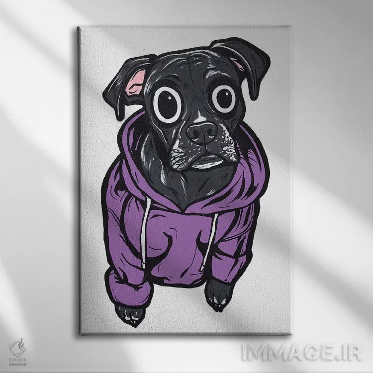 تابلو هودی با طرح لابرادور سیاه اثر آلیسون گاتچل - نمای روبهرو روی دیوار