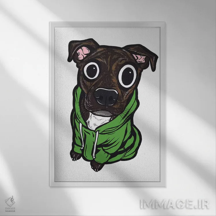 تابلو هودی با طرح پیتبول اثر آلیسون گاتچل - نمای قابدار سفید