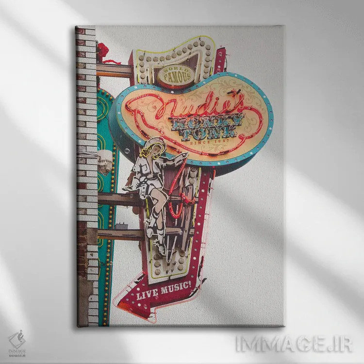 تابلو نئون نشویل ۳ اثر آن هادک - نمای روبهرو روی دیوار