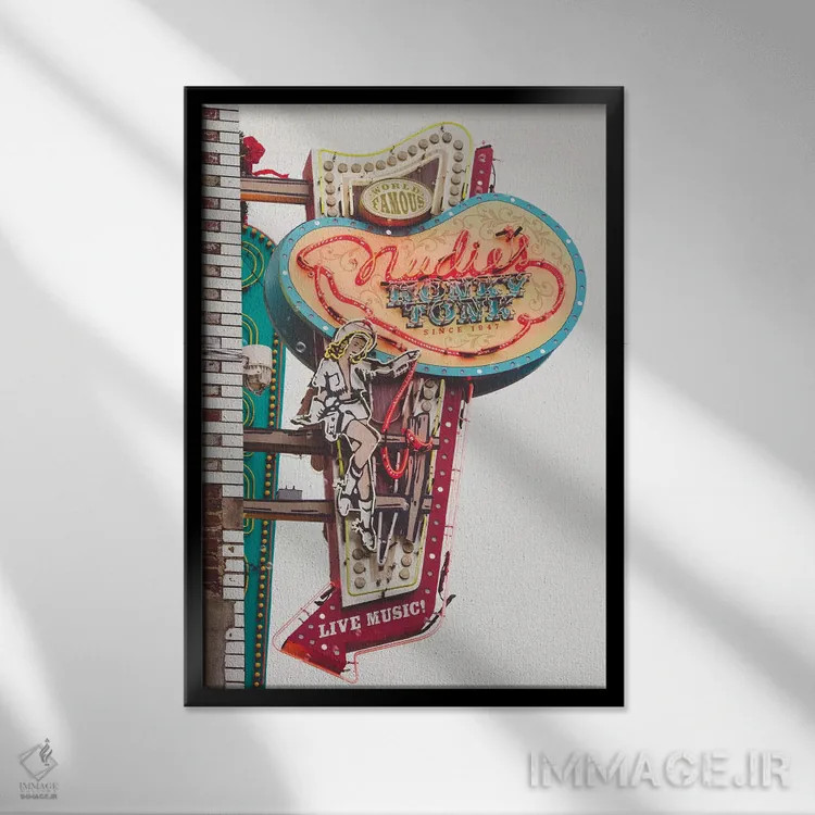 تابلو نئون نشویل ۳ اثر آن هادک - نمای قابدار مشکی