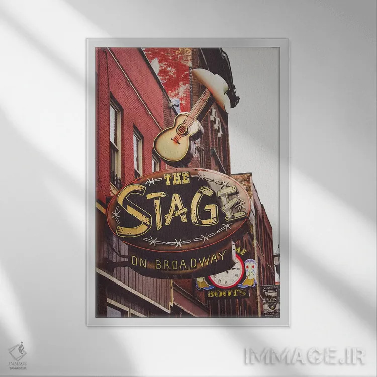 تابلو نئون نشویل ۴ اثر آن هادک - نمای قابدار سفید