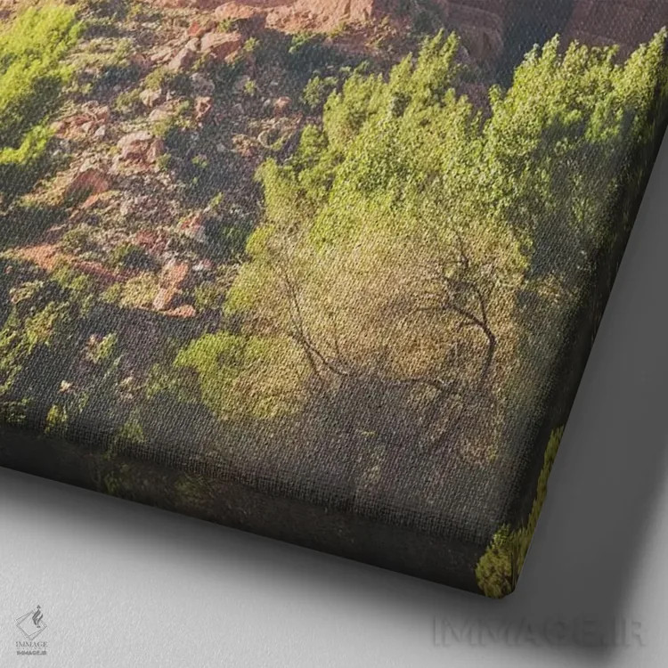 تابلو غروب بر فراز سدونا اثر آن هادک - نمای نزدیک بافت بوم