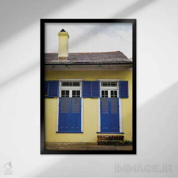 تابلو خانه زرد محله فرانسوی، نیواورلئان، لوئیزیانا اثر آن هادک - نمای قابدار مشکی