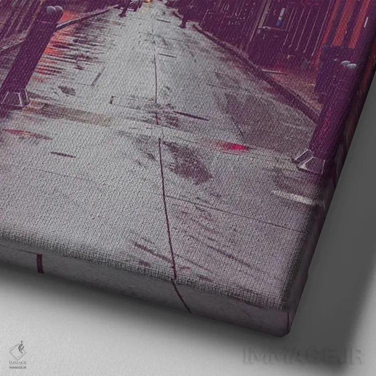 تابلو باران در خیابان بوربن، نیواورلئان، لوئیزیانا اثر آن هادک - نمای نزدیک بافت بوم