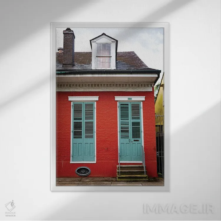تابلو خانه قرمز محله فرانسوی، نیواورلئان، لوئیزیانا اثر آن هادک - نمای قابدار سفید