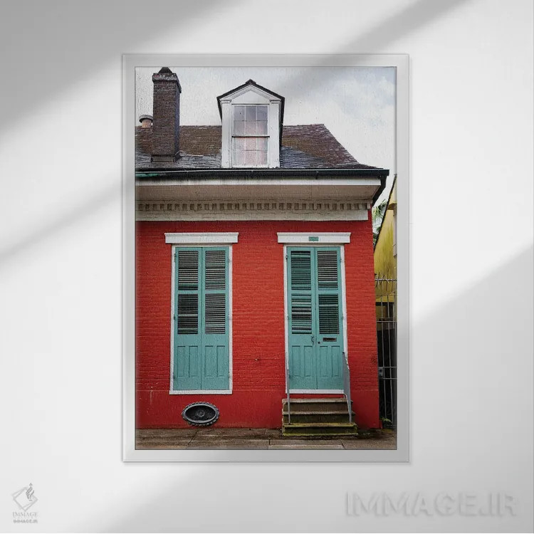 تابلو خانه قرمز محله فرانسوی، نیواورلئان، لوئیزیانا اثر آن هادک - نمای قابدار سفید