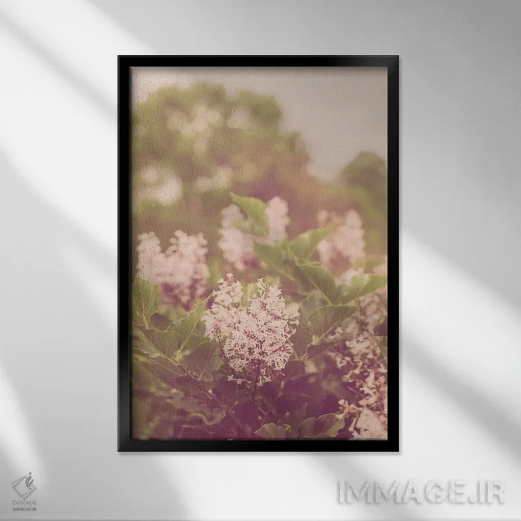تابلو شکوفههای بهاری یاس بنفش II اثر آن هادک - نمای قابدار مشکی