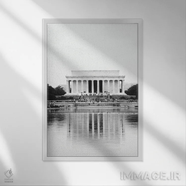 تابلو چاپ یادبود لینکلن اثر آن هادک - نمای قابدار سفید