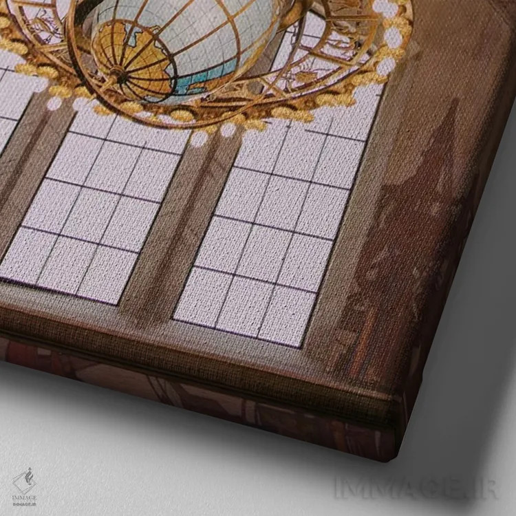 تابلو کتابخانه دکو اثر آن هادک - نمای نزدیک بافت بوم