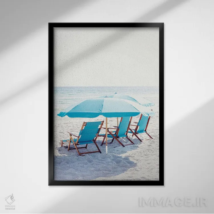 تابلو چترهای ساحل فلوریدا اثر آن هادک - نمای قابدار مشکی