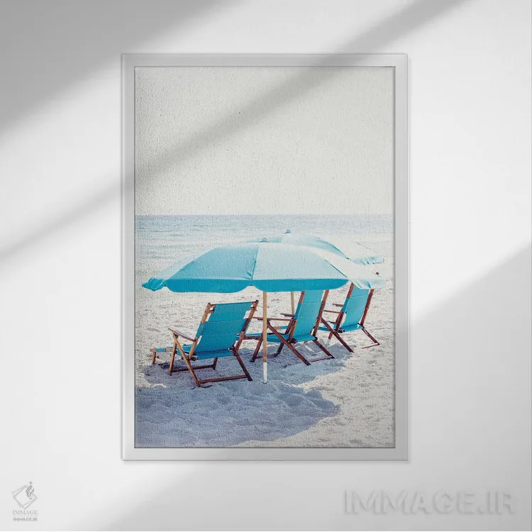 تابلو چترهای ساحل فلوریدا اثر آن هادک - نمای قابدار سفید