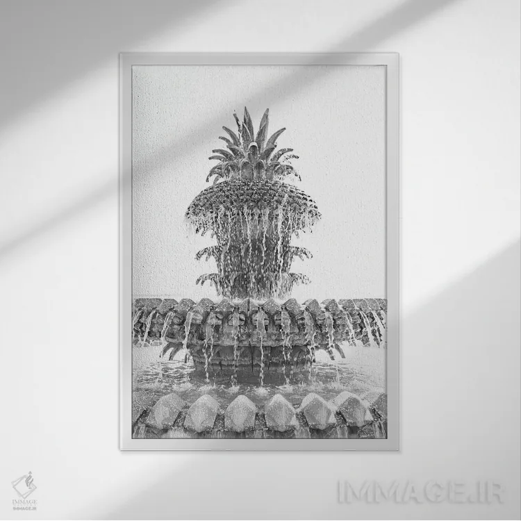 تابلو فواره آناناس X چارلستون کارولینای جنوبی اثر آن هادک - نمای قابدار سفید