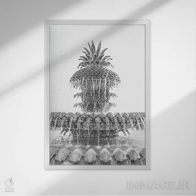 تابلو فواره آناناس X چارلستون کارولینای جنوبی اثر آن هادک - نمای قابدار سفید