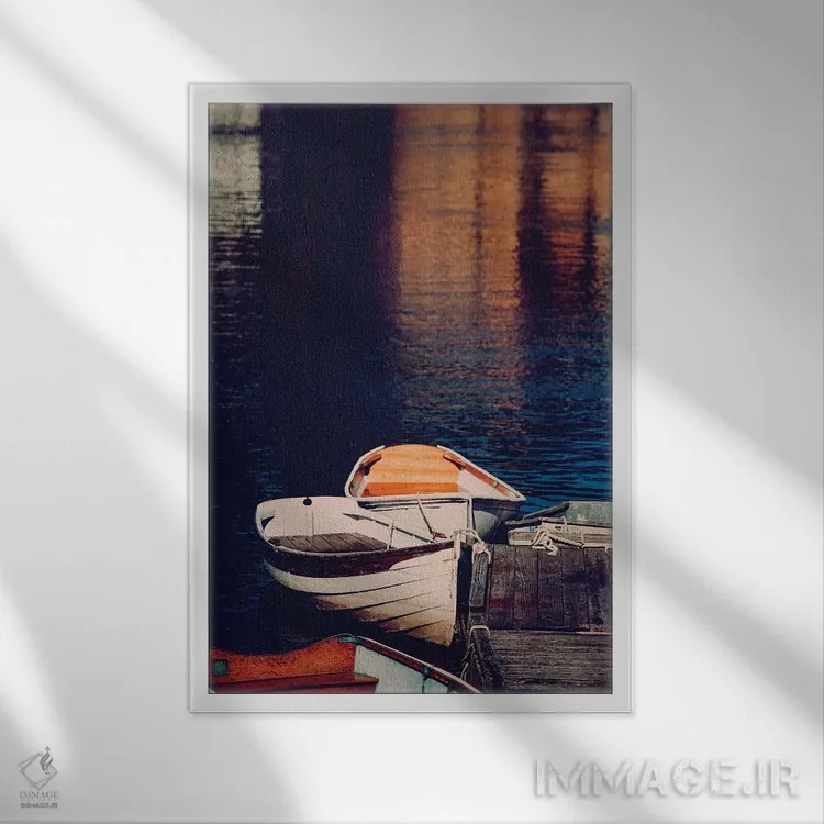 تابلو قایقهای پارویی مین اثر آن هادک - نمای قابدار سفید