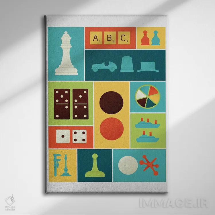 تابلو بازیهای کلاسیک رایانهای اثر برگر بولت - نمای روبهرو روی دیوار