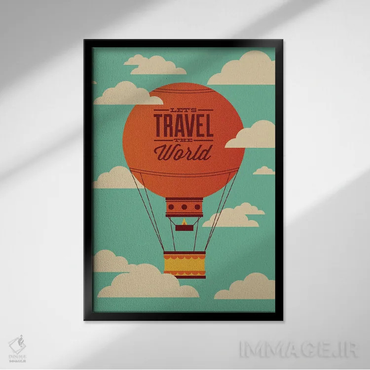 تابلو سفر به دور دنیا اثر برگر بولت - نمای قابدار مشکی