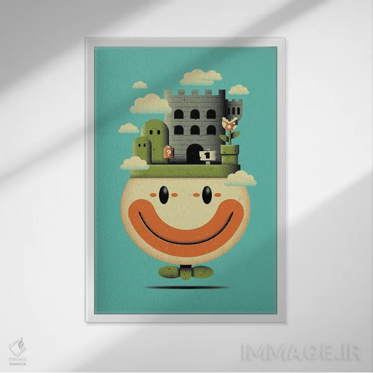 تابلو تراریوم دلقک اثر برگر بولت - نمای قابدار سفید