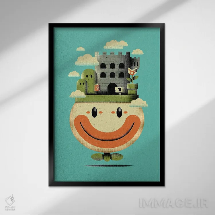 تابلو تراریوم دلقک اثر برگر بولت - نمای قابدار مشکی