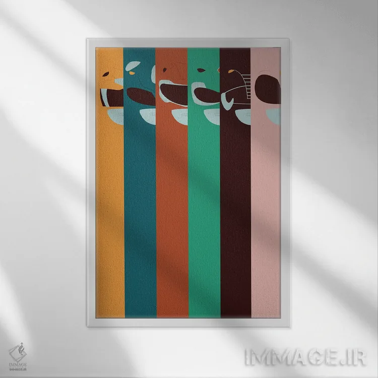 تابلو قدرت تغییر شکل (ارجاع به پاور رنجرز) اثر برگر بولت - نمای قابدار سفید