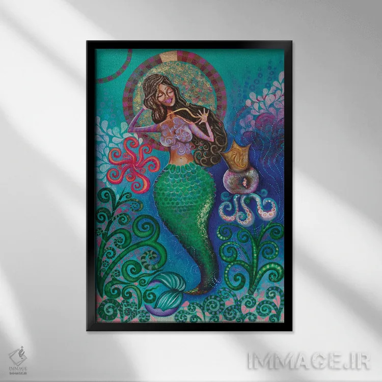 تابلو گنجینههای دریا اثر اشلی جوی - نمای قابدار مشکی