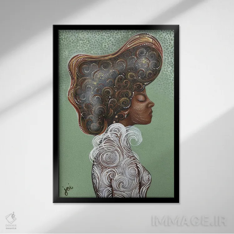 تابلو پنبه تابیده شده اثر اشلی جوی - نمای قابدار مشکی