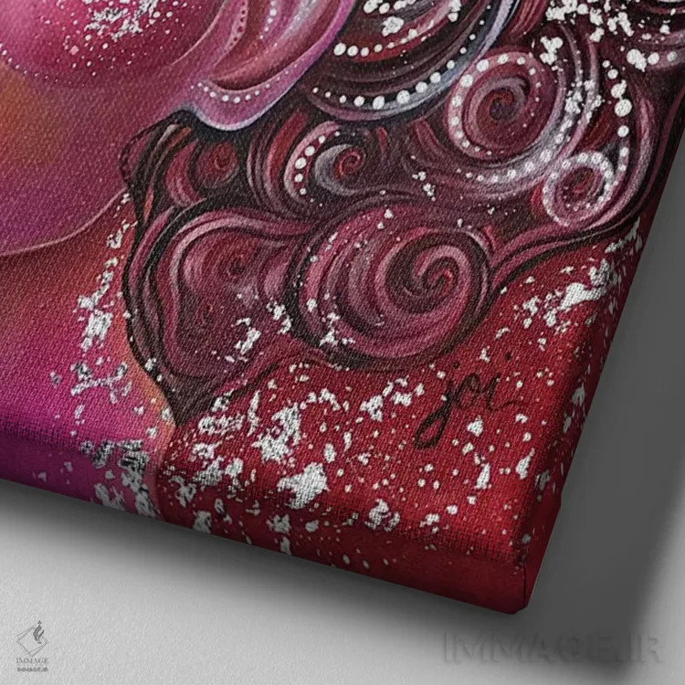 تابلو روبی وو (نام مشهور یک رژ لب) اثر اشلی جوی - نمای نزدیک بافت بوم