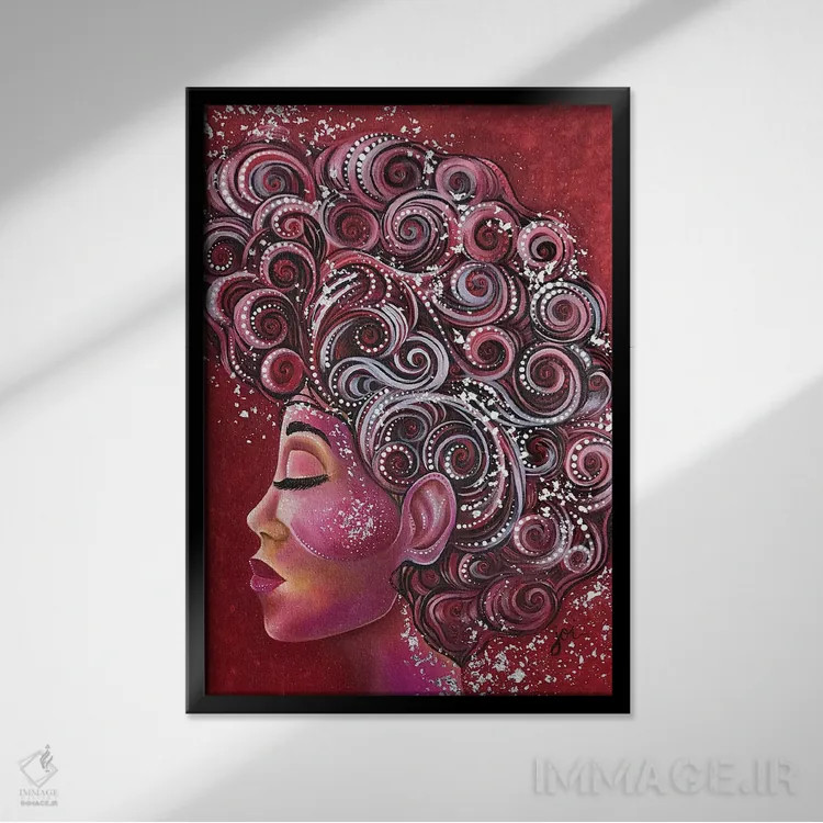 تابلو روبی وو (نام مشهور یک رژ لب) اثر اشلی جوی - نمای قابدار مشکی