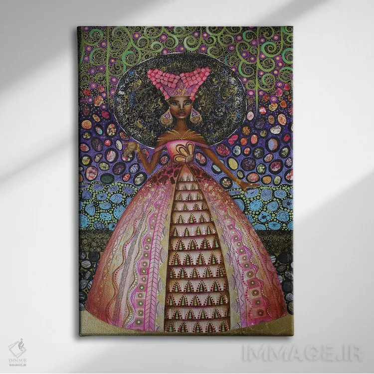 تابلو قدمزنی با هاتور در معبد دندرا (هاتور الهه مصر باستان) اثر اشلی جوی - نمای روبهرو روی دیوار