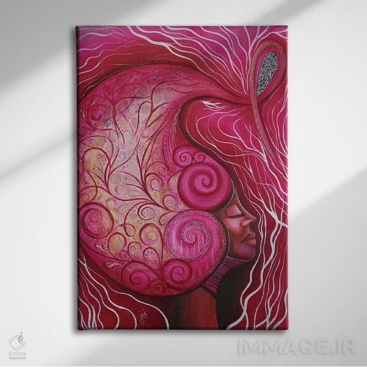 تابلو اویا، زن جنگجو (اویا الهه آفریقایی) اثر اشلی جوی - نمای روبهرو روی دیوار