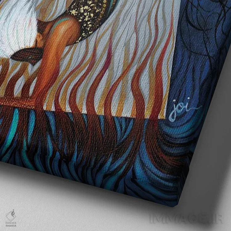 تابلو جشن عناصر طبیعت اثر اشلی جوی - نمای نزدیک بافت بوم