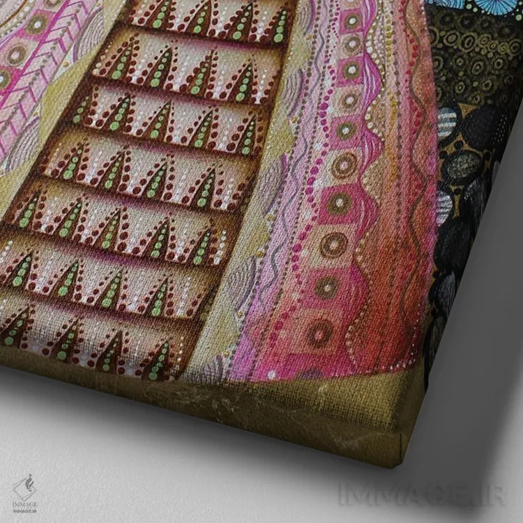 تابلو قدمزنی با هاتور در معبد دندرا (هاتور الهه مصر باستان) اثر اشلی جوی - نمای نزدیک بافت بوم