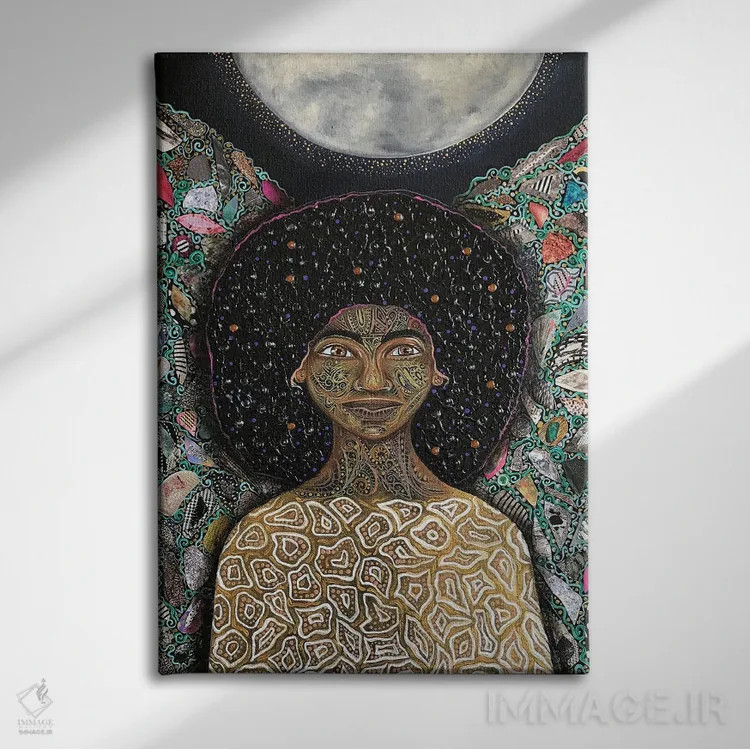 تابلو ماه نو (اوج ماه در آسمان) اثر اشلی جوی - نمای روبهرو روی دیوار