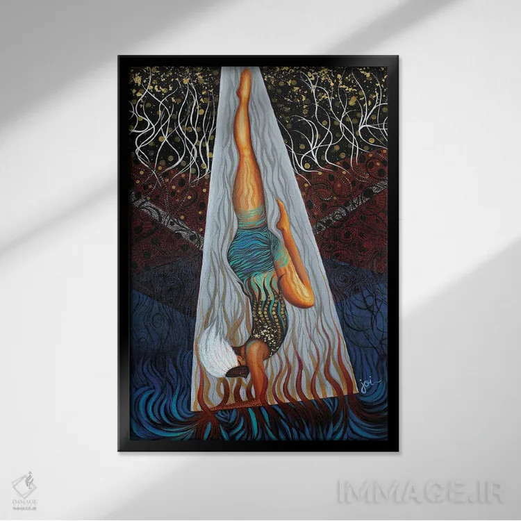 تابلو جشن عناصر طبیعت اثر اشلی جوی - نمای قابدار مشکی