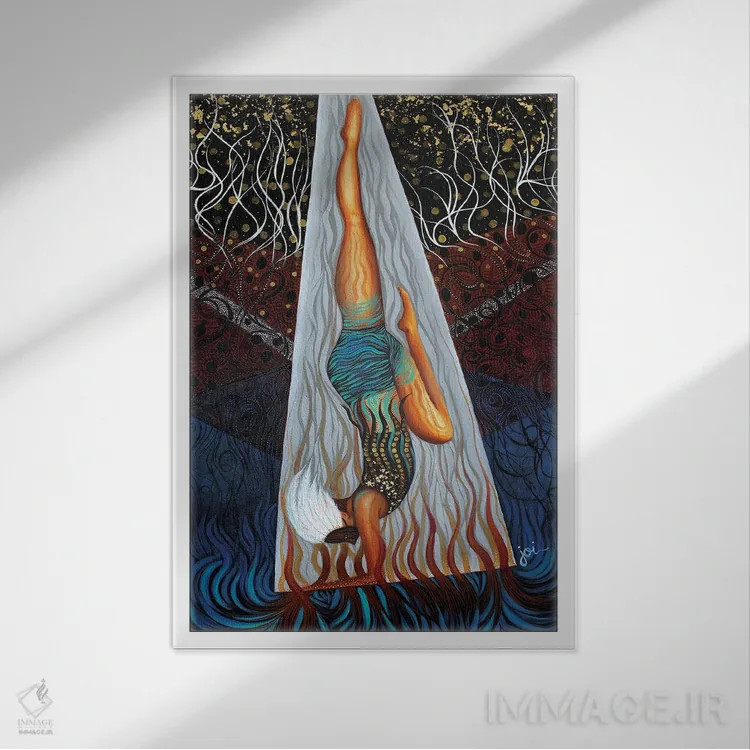 تابلو جشن عناصر طبیعت اثر اشلی جوی - نمای قابدار سفید