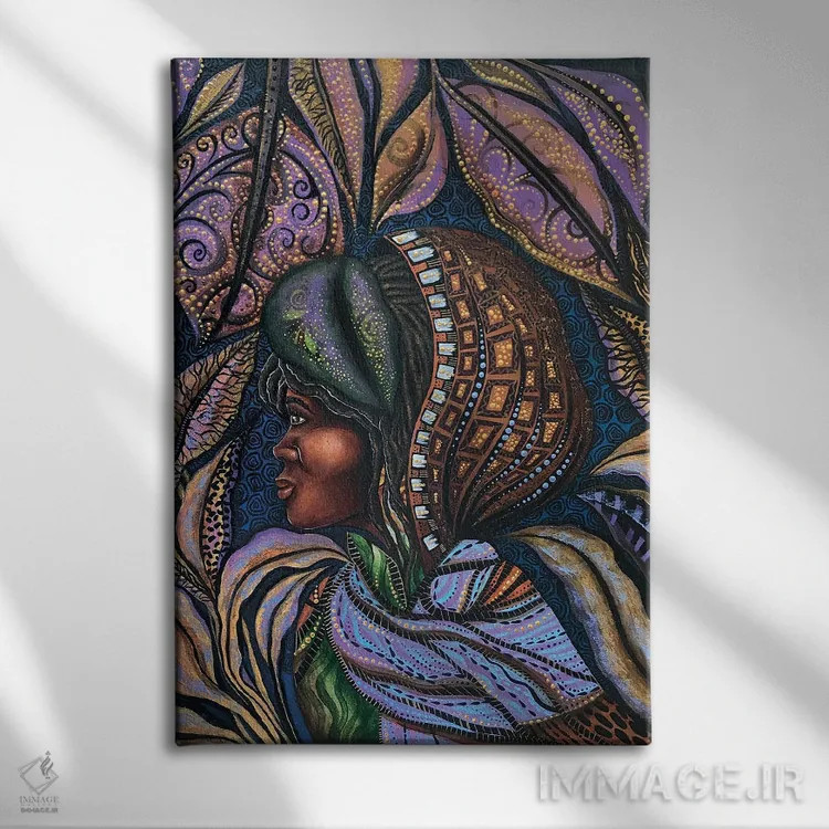 تابلو هریت زیر پرده شب اثر اشلی جوی - نمای روبهرو روی دیوار
