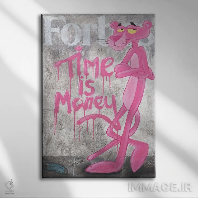 تابلو پلنگ صورتی اثر آرتاش هاکوبیان - نمای روبهرو روی دیوار